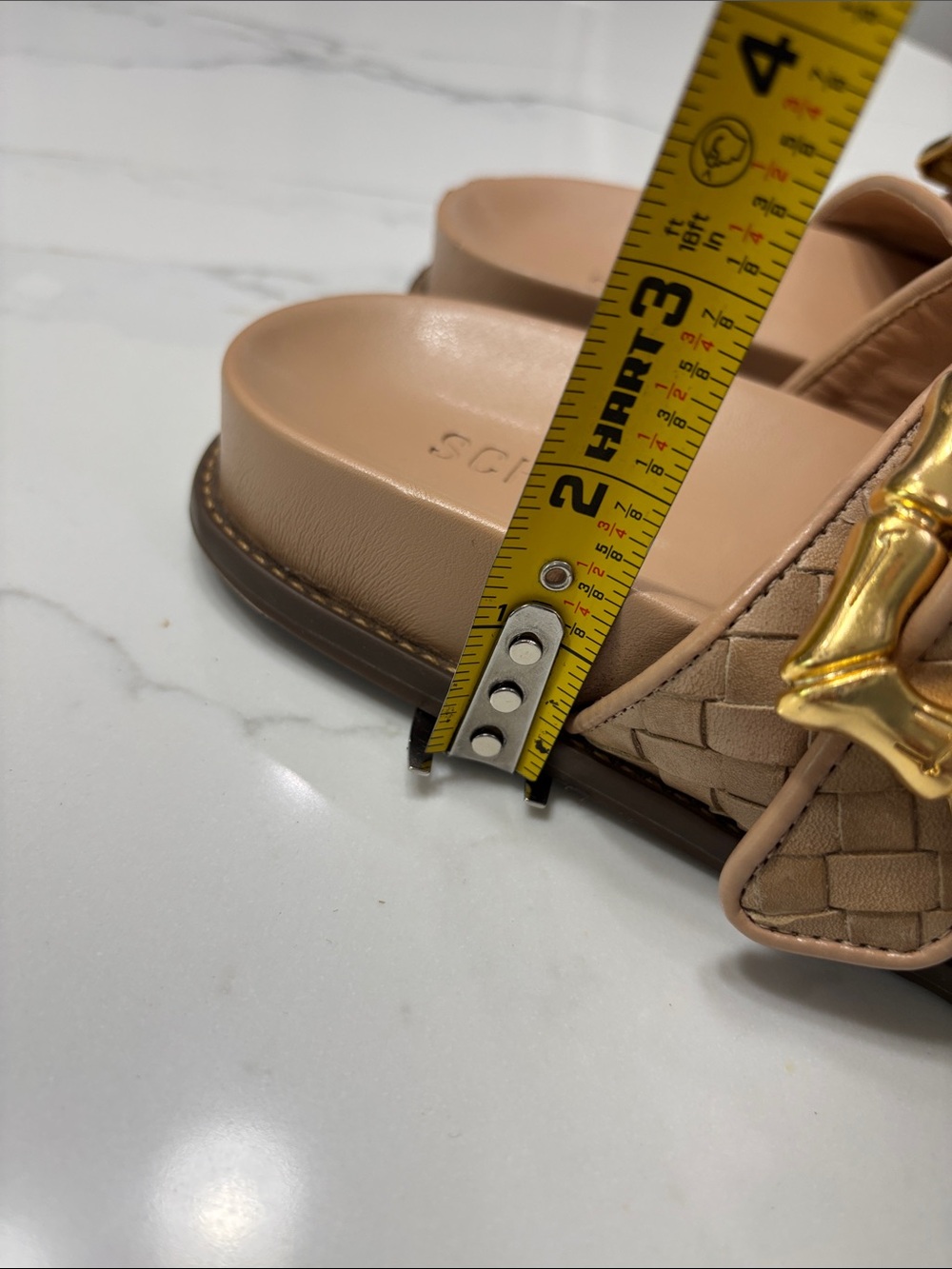 SCHUTZ Beige Woven Double-Buckle Slide Sandals - Picture 9 of 9